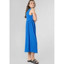 Robe longue droite TOLYPEL bleu Rae en tencel