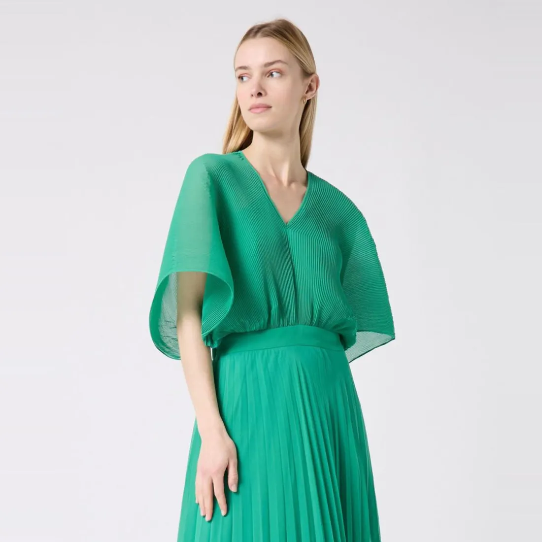 Robe longue empire vert