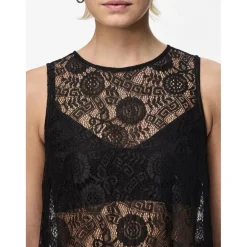 Robe longue en dentelle Colline noir Anya