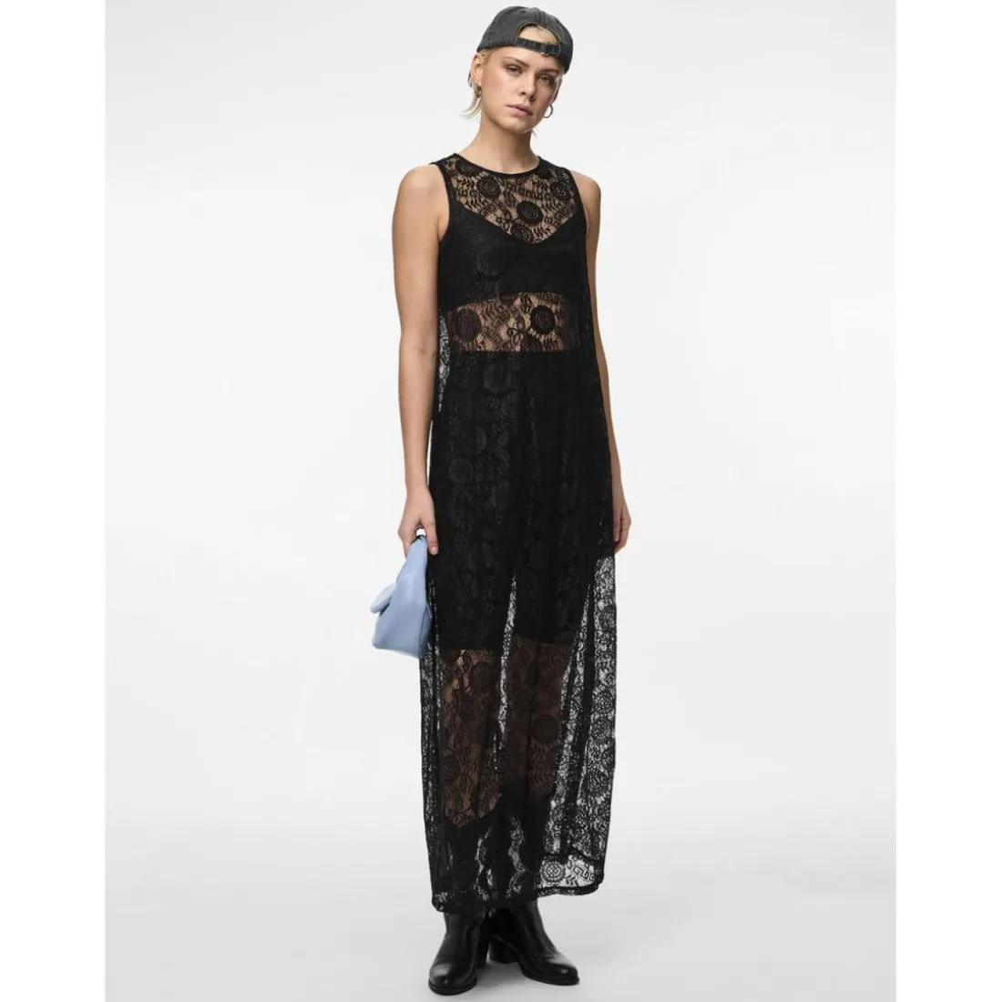 Robe longue en dentelle Colline noir Anya
