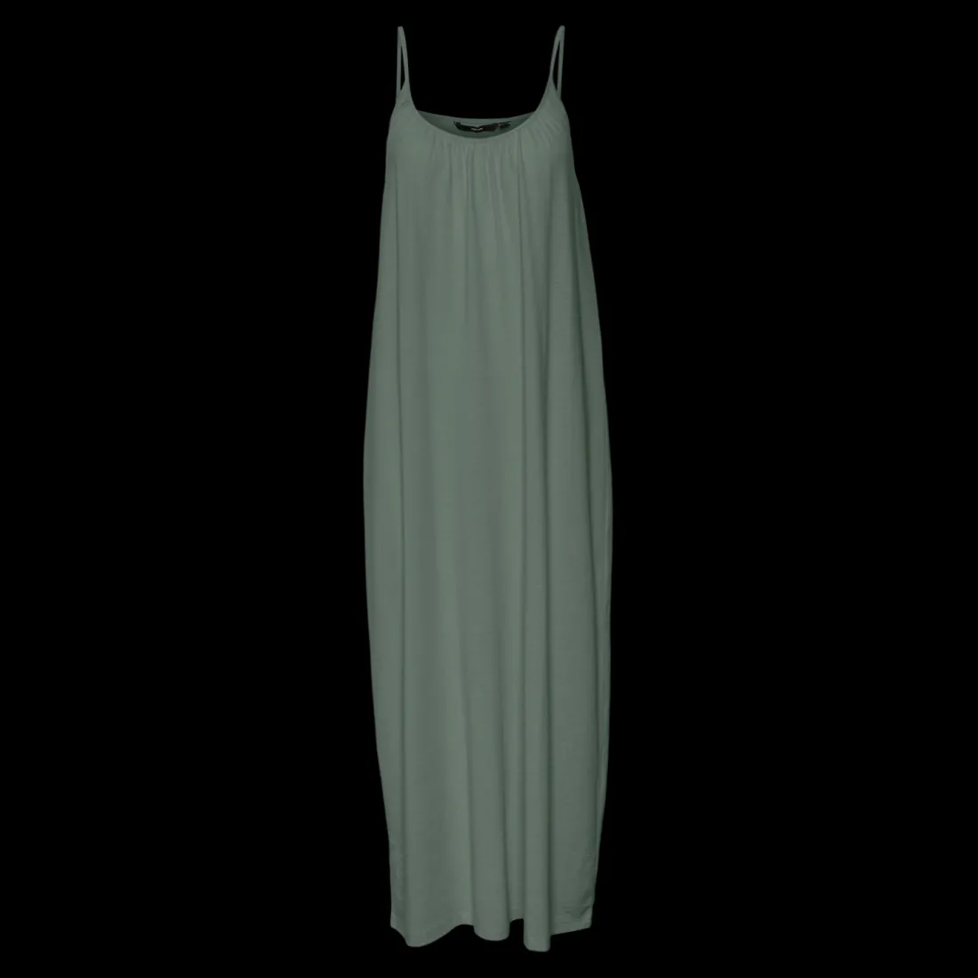 Robe longue fine bretelle vert Juno