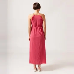Robe longue imprimé graphique rose