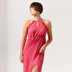 Robe longue imprimé graphique rose