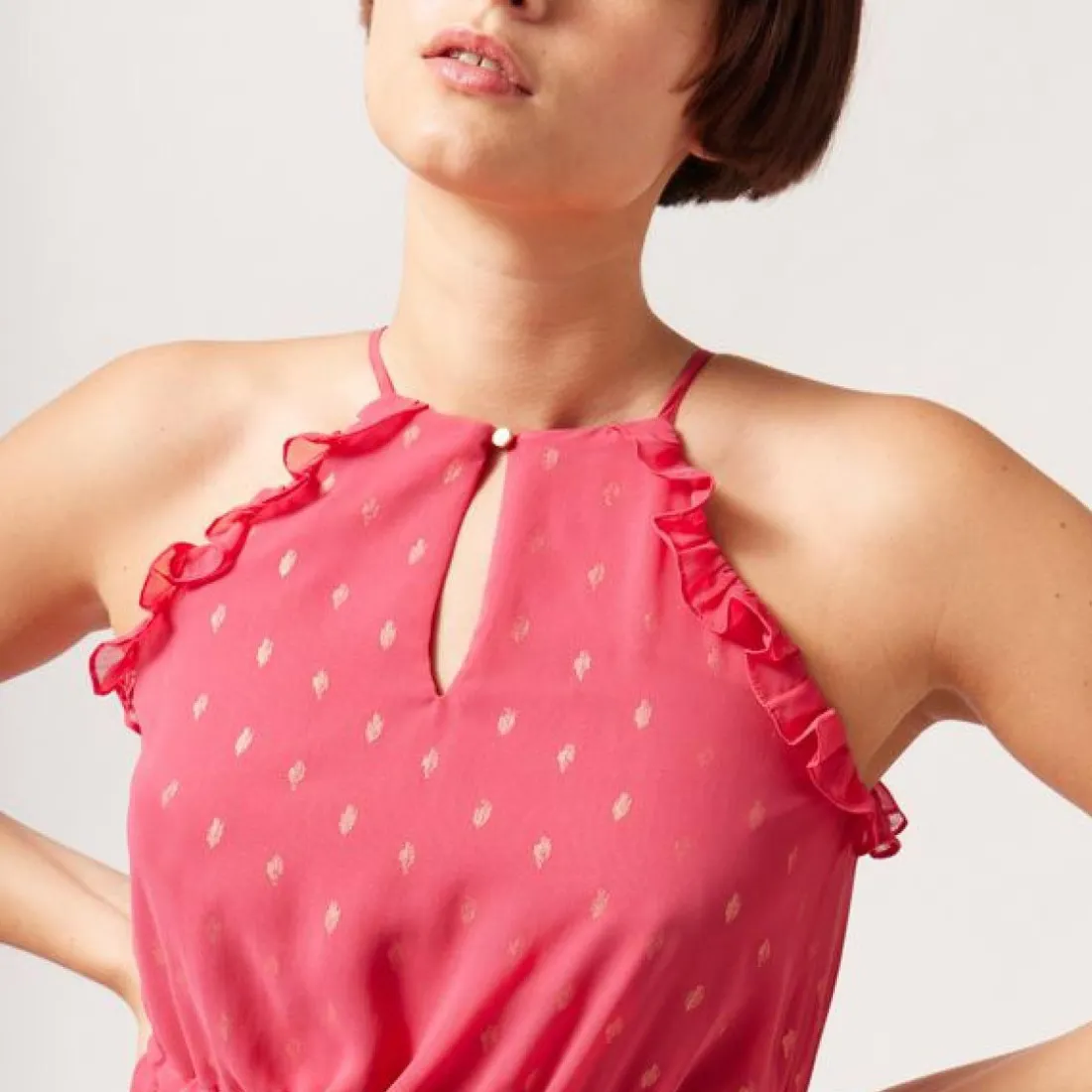 Robe longue imprimé graphique rose