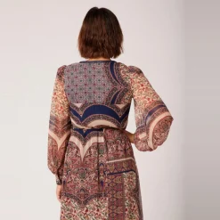 Robe longue imprimée bleu