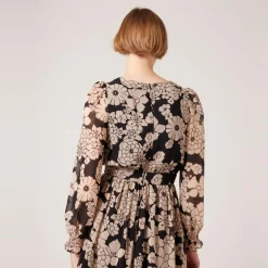Robe longue imprimée cache-coeur noir