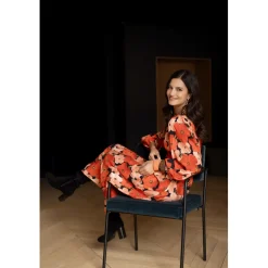 Robe longue imprimée coquelicat - Capucine rouge en viscose