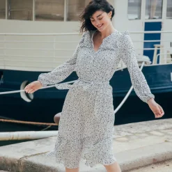 Robe longue manches longues imprimée Dany en viscose