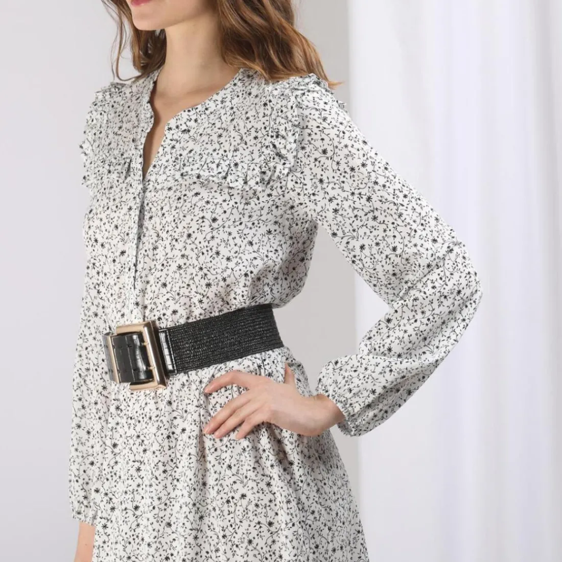 Robe longue manches longues imprimée Dany en viscose