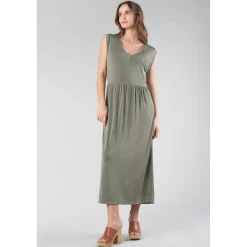 Robe longue Nata kaki vert