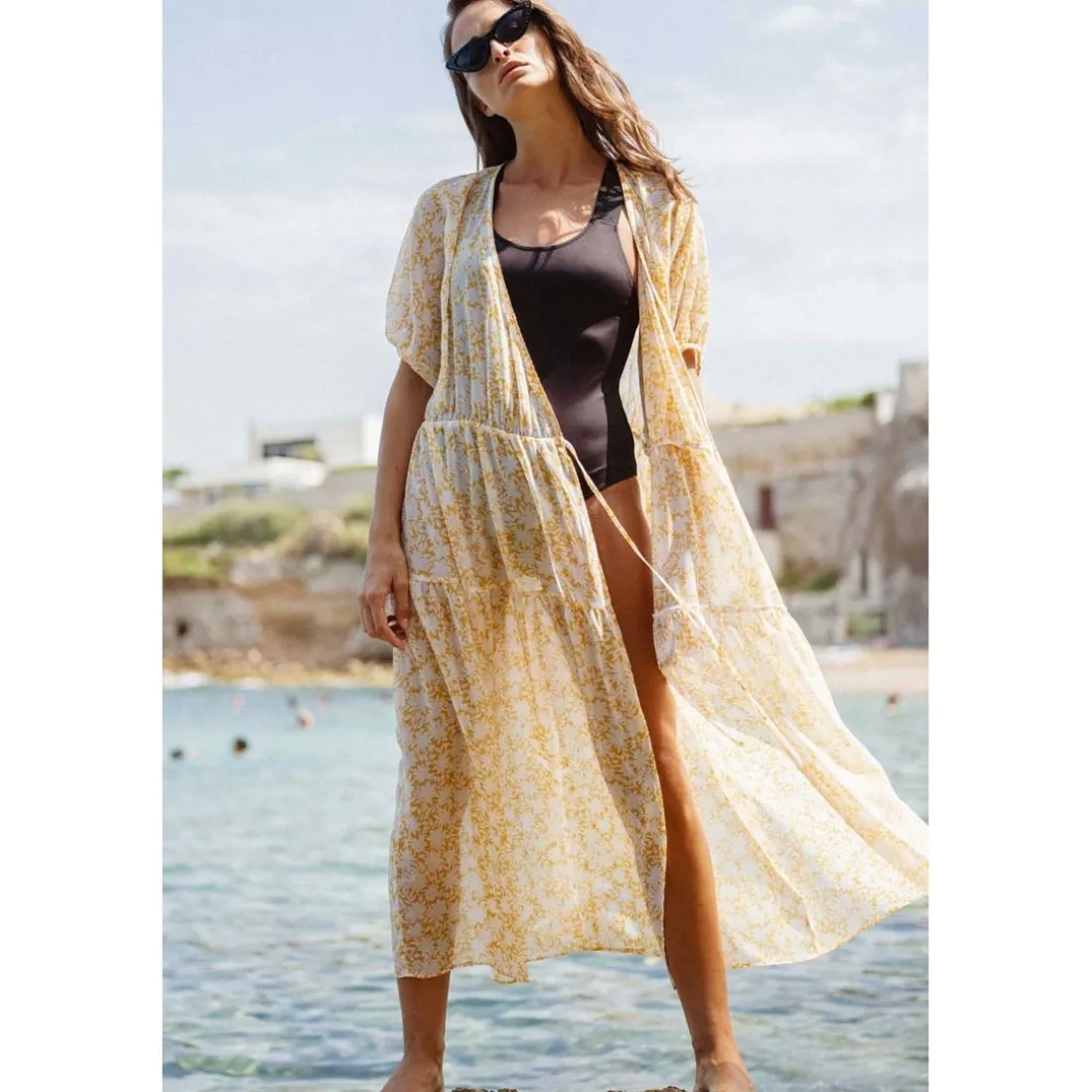 Robe longue portefeuille BILBAO jaune