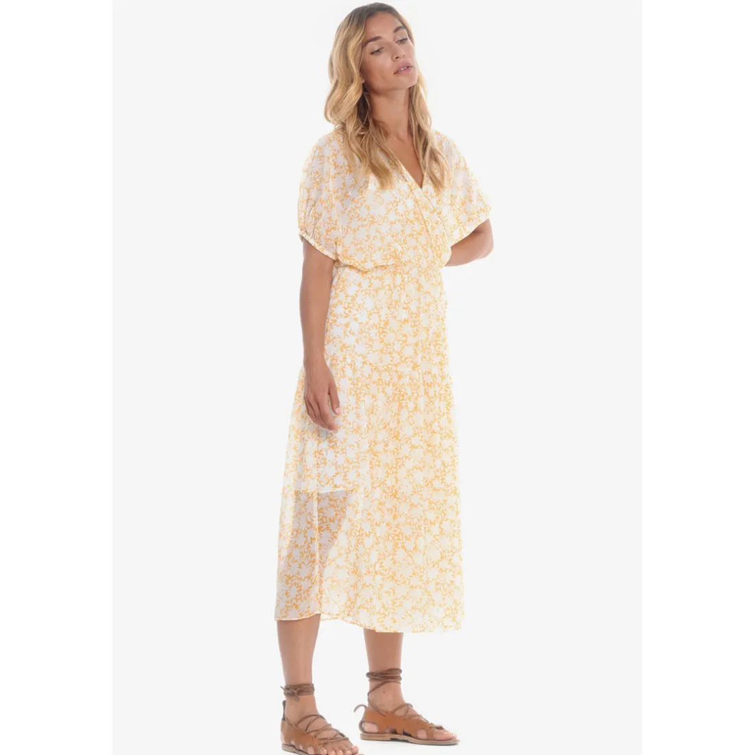 Robe longue portefeuille BILBAO jaune