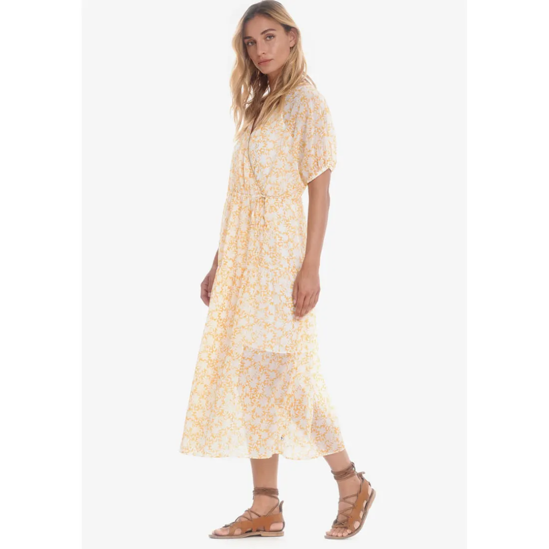 Robe longue portefeuille BILBAO jaune