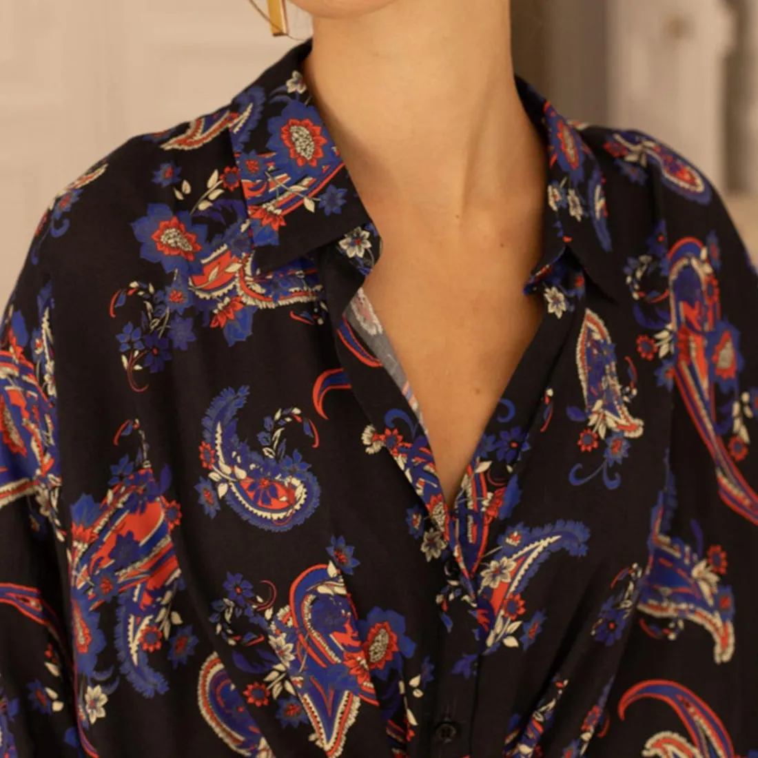 Robe longue Roman noir en viscose