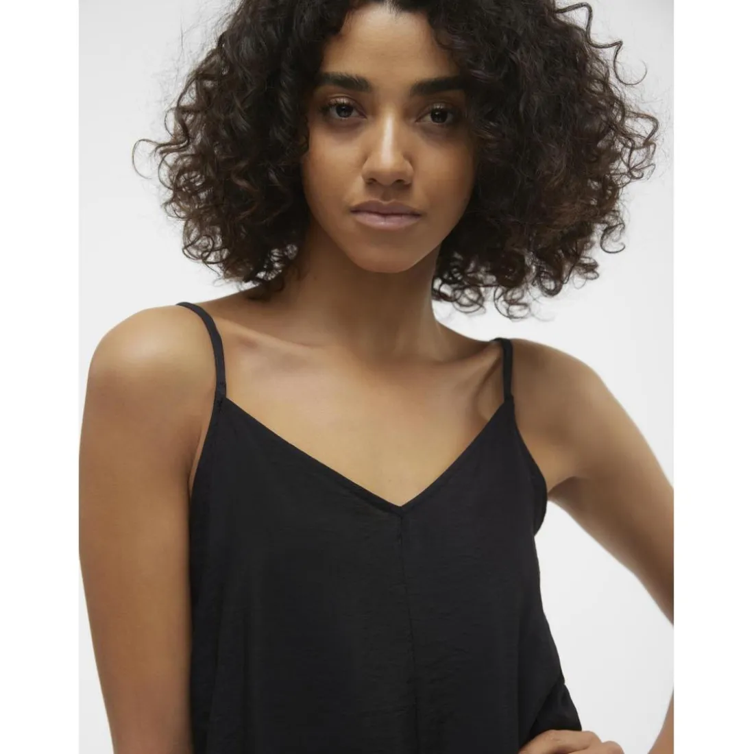 Robe longueur cheville col en v sans manches noir Bea