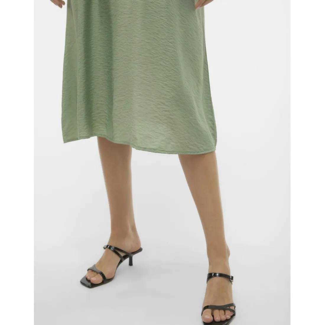 Robe longueur cheville col en v sans manches vert Lucy