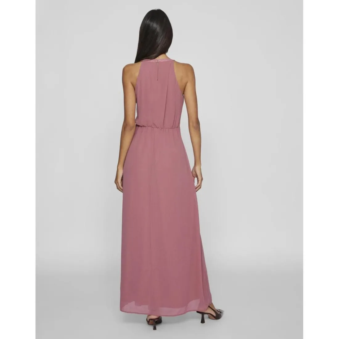 Robe longueur maxi dentelle féminine rose Uma