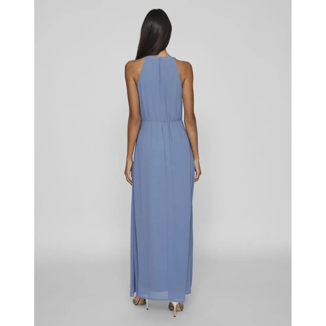 Robe longueur maxi dentelle féminine bleu Tess