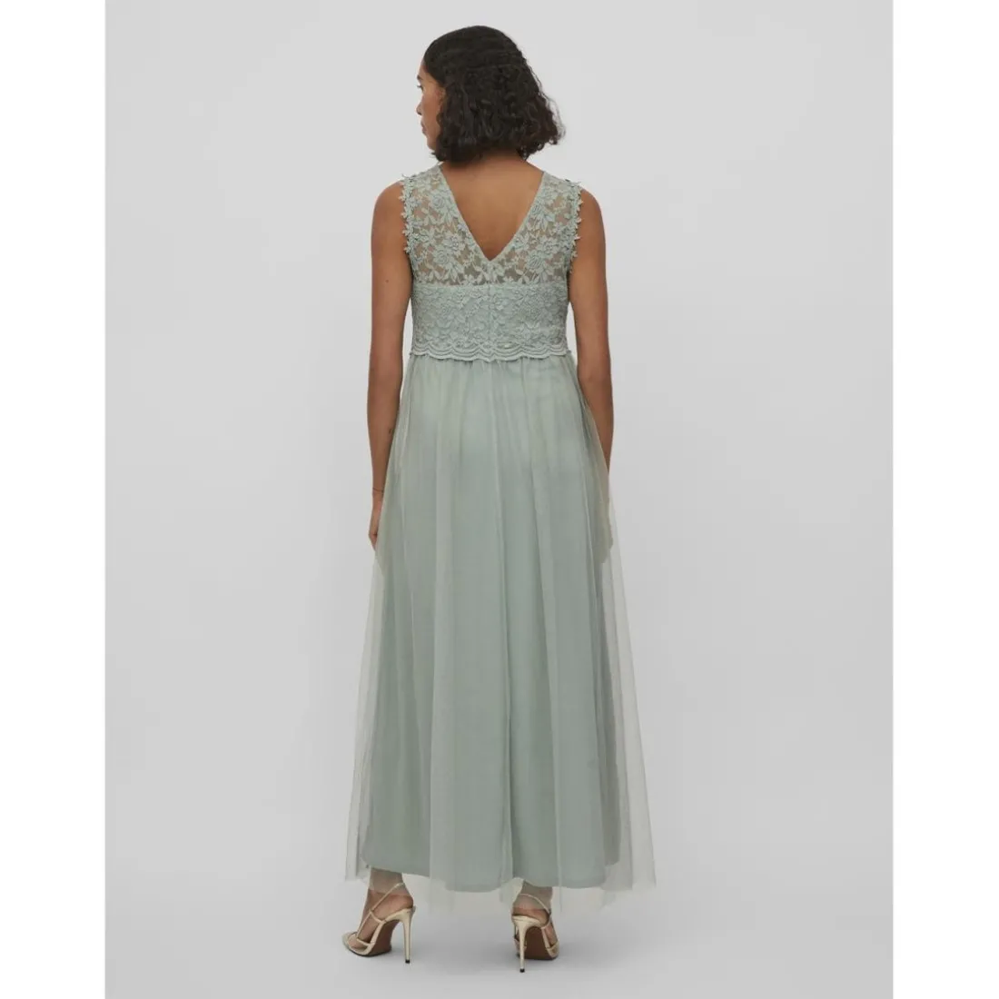 Robe longueur maxi dentelle féminine vert Luna