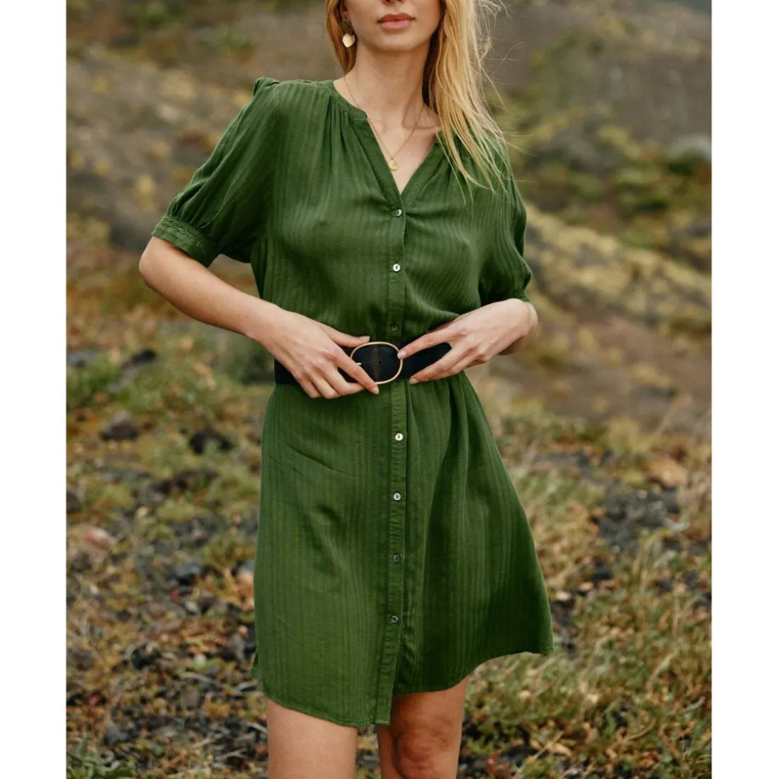 Robe LOULINA - Kaki en coton