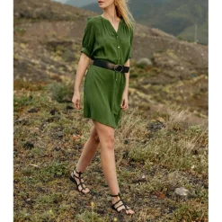 Robe LOULINA - Kaki en coton