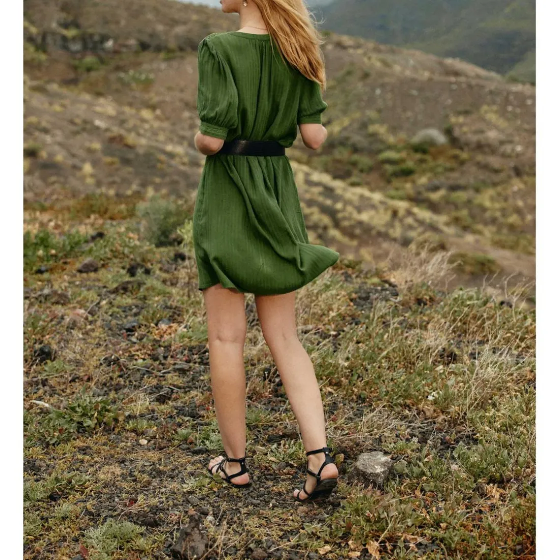 Robe LOULINA - Kaki en coton