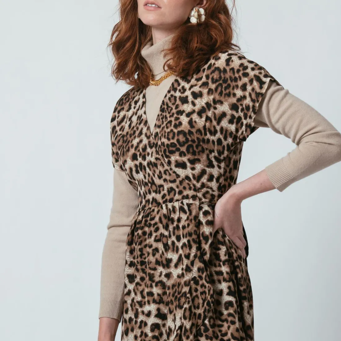 Robe manches courtes léopard Léopoldine