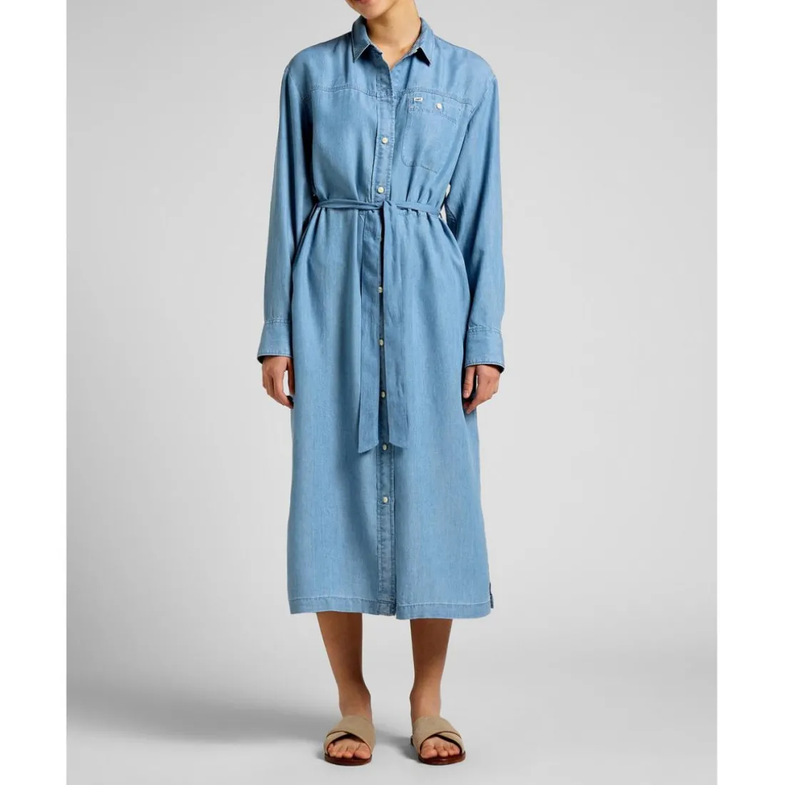 Robe Maxi Femme - Denim Bleu Clair en viscose