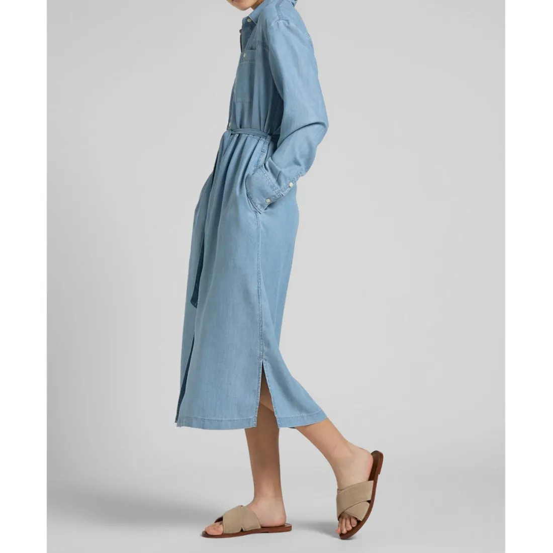 Robe Maxi Femme - Denim Bleu Clair en viscose