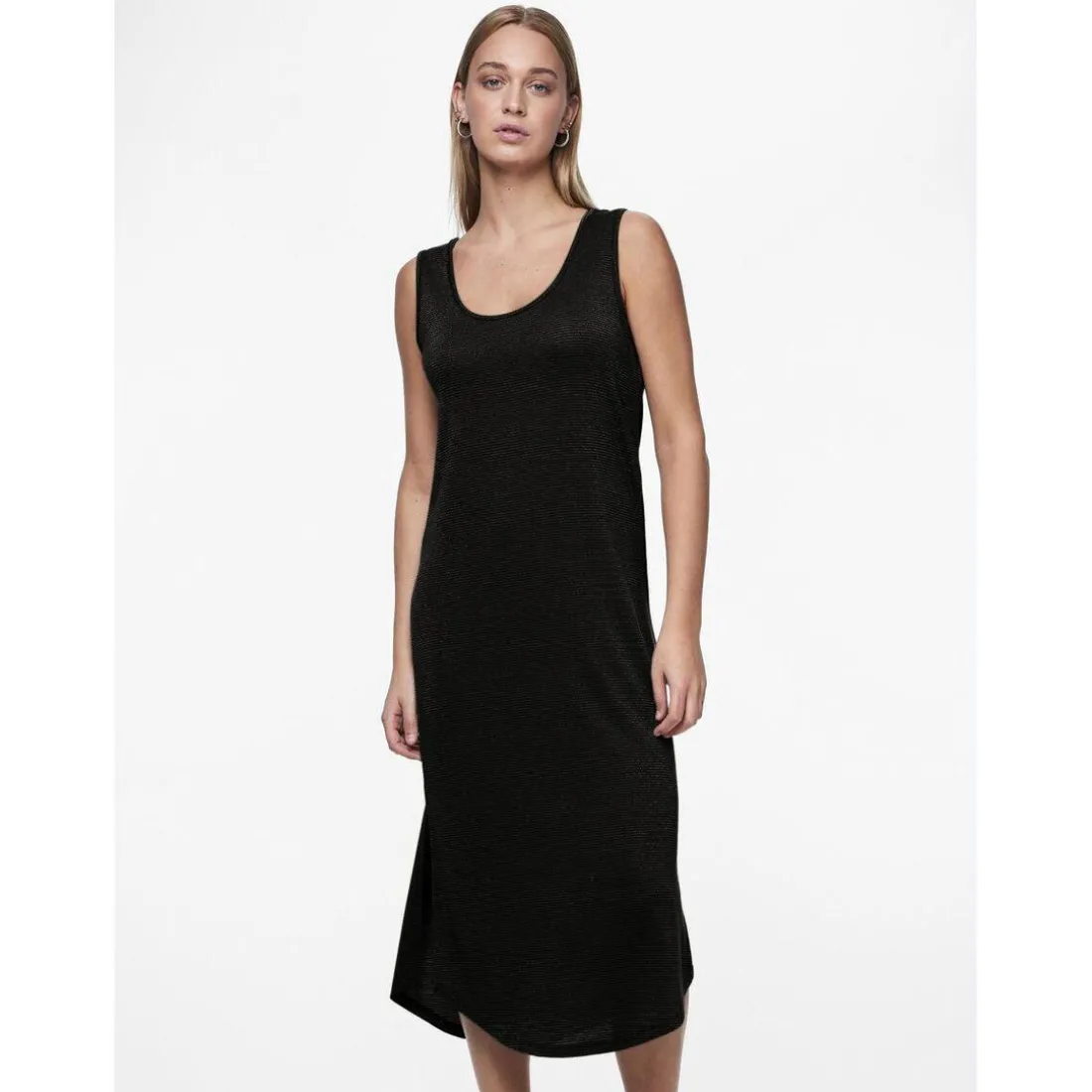 Robe midi Billo noir en viscose Yara
