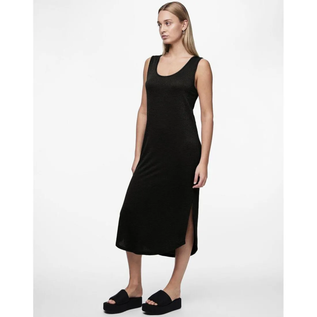 Robe midi Billo noir en viscose Yara