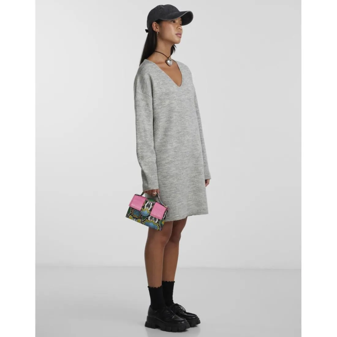 Robe midi en maille gris Ria