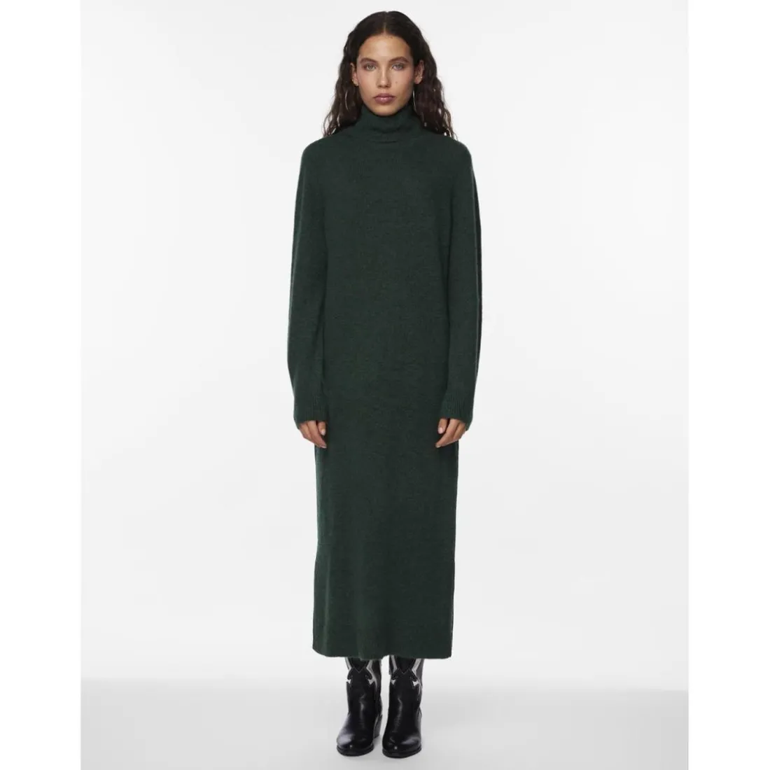 Robe midi en maille vert