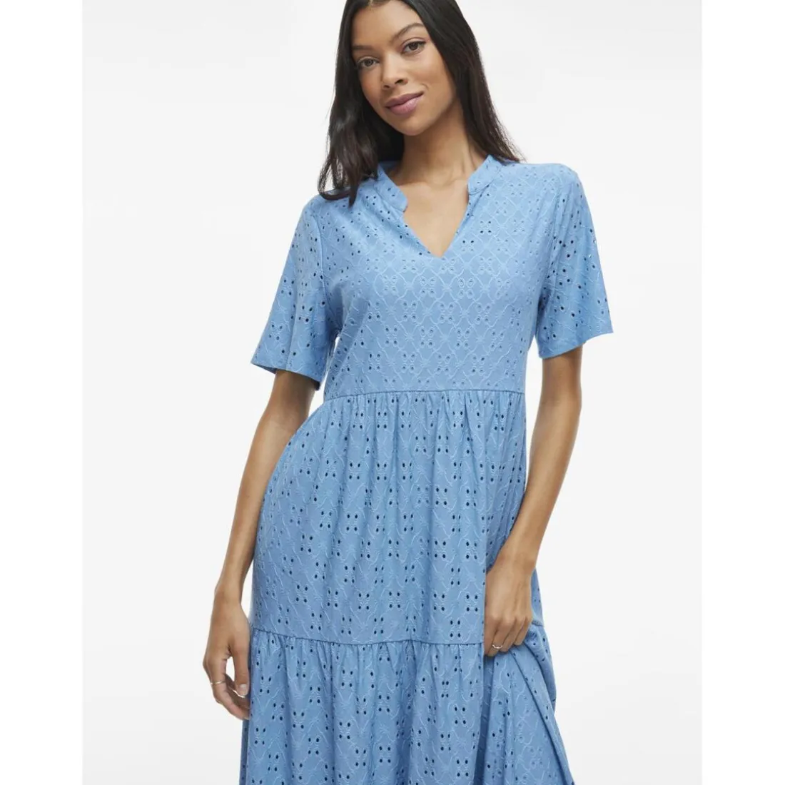 Robe midi manches courtes Kawa turquoise Lyra