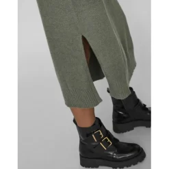 Robe midi manches longues en viscose vert Lou