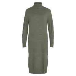 Robe midi manches longues en viscose vert Lou