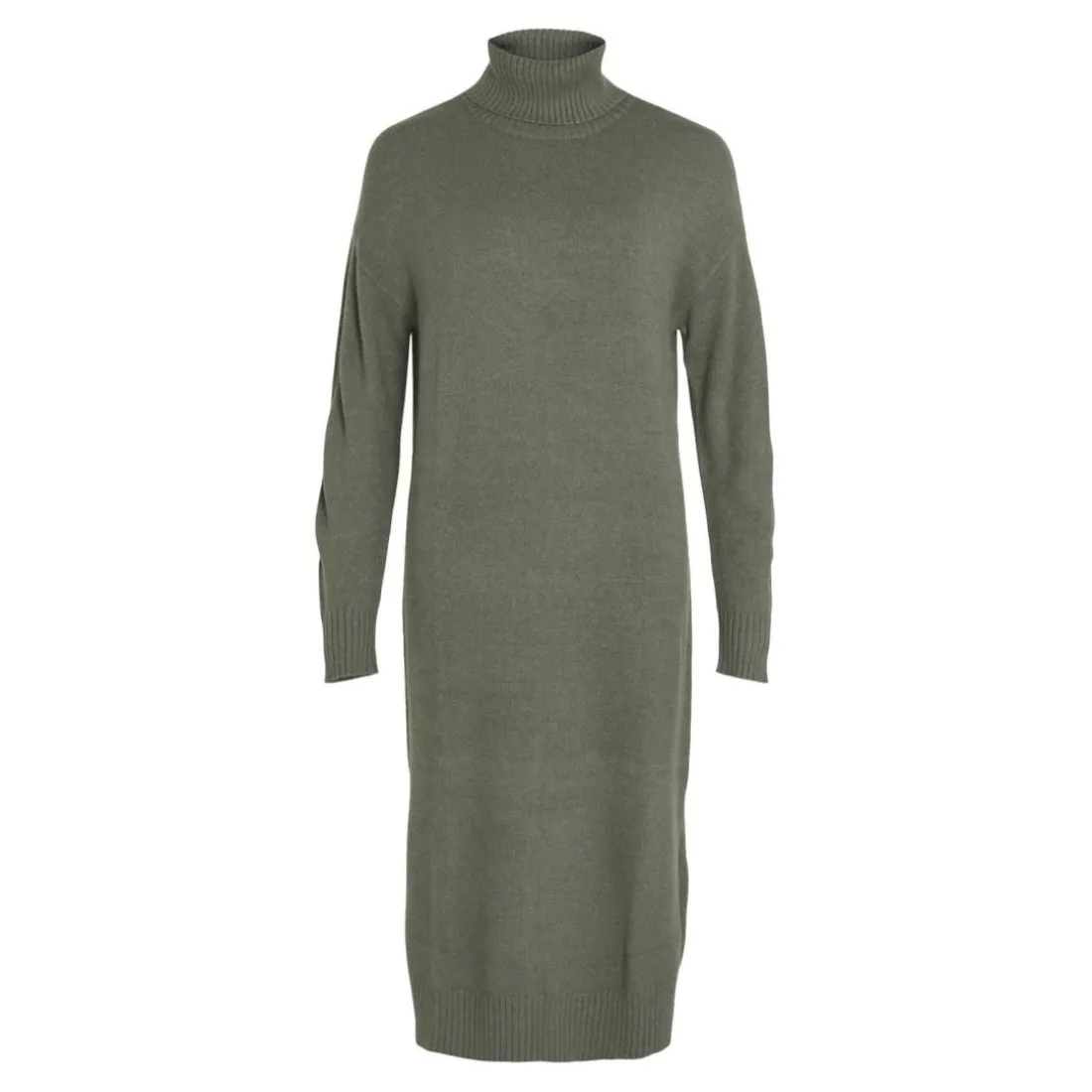 Robe midi manches longues en viscose vert Lou