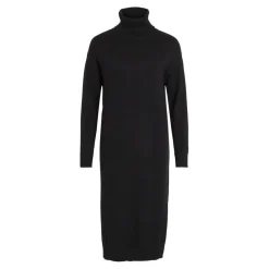 Robe midi manches longues en viscose noir Vale