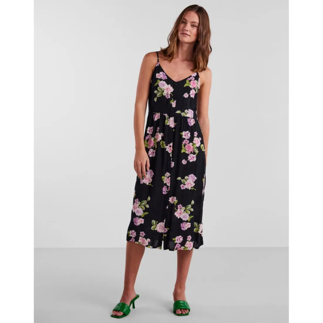 Robe midi noir en viscose Zara