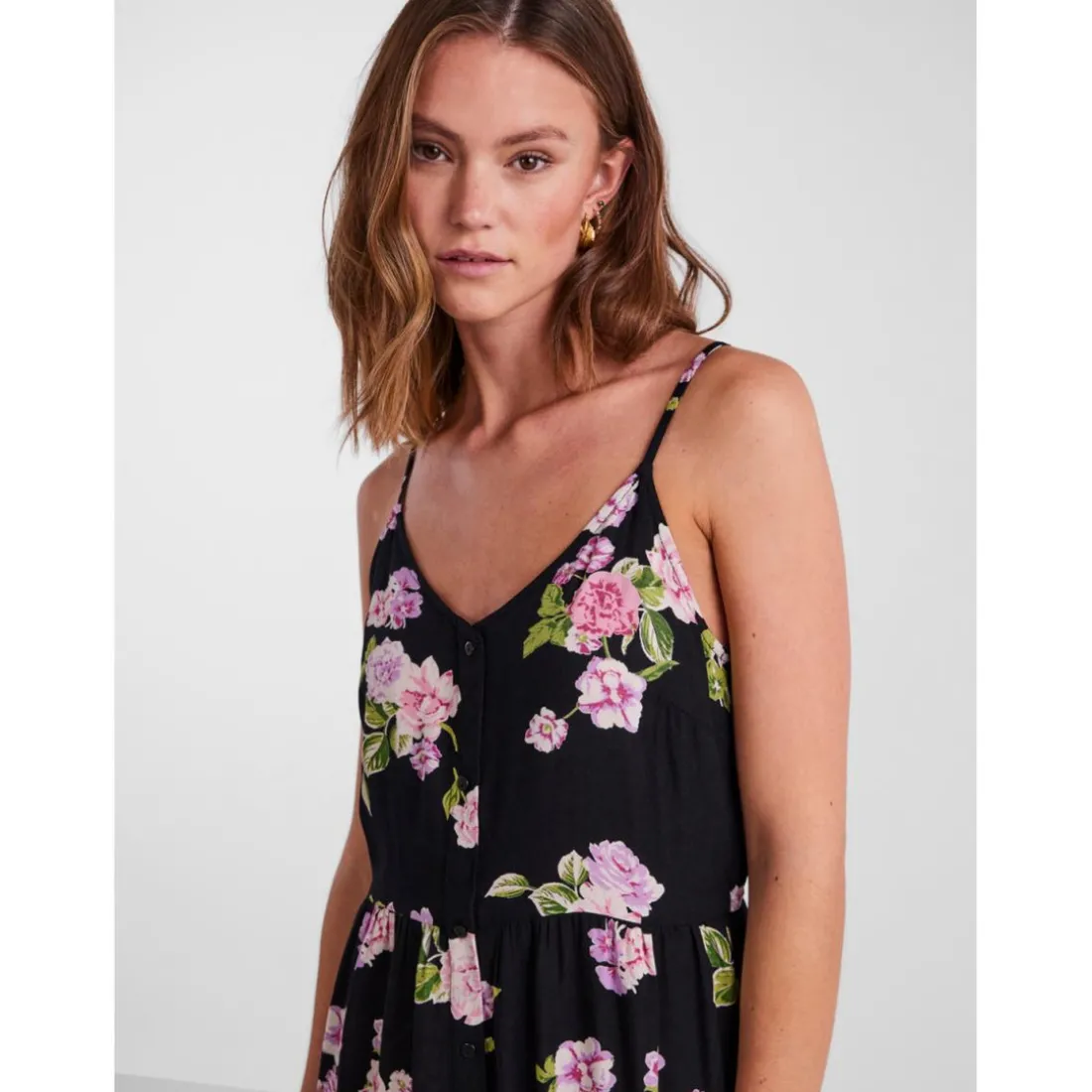 Robe midi noir en viscose Zara