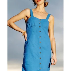 Robe Midi SKYLAR bleu en coton