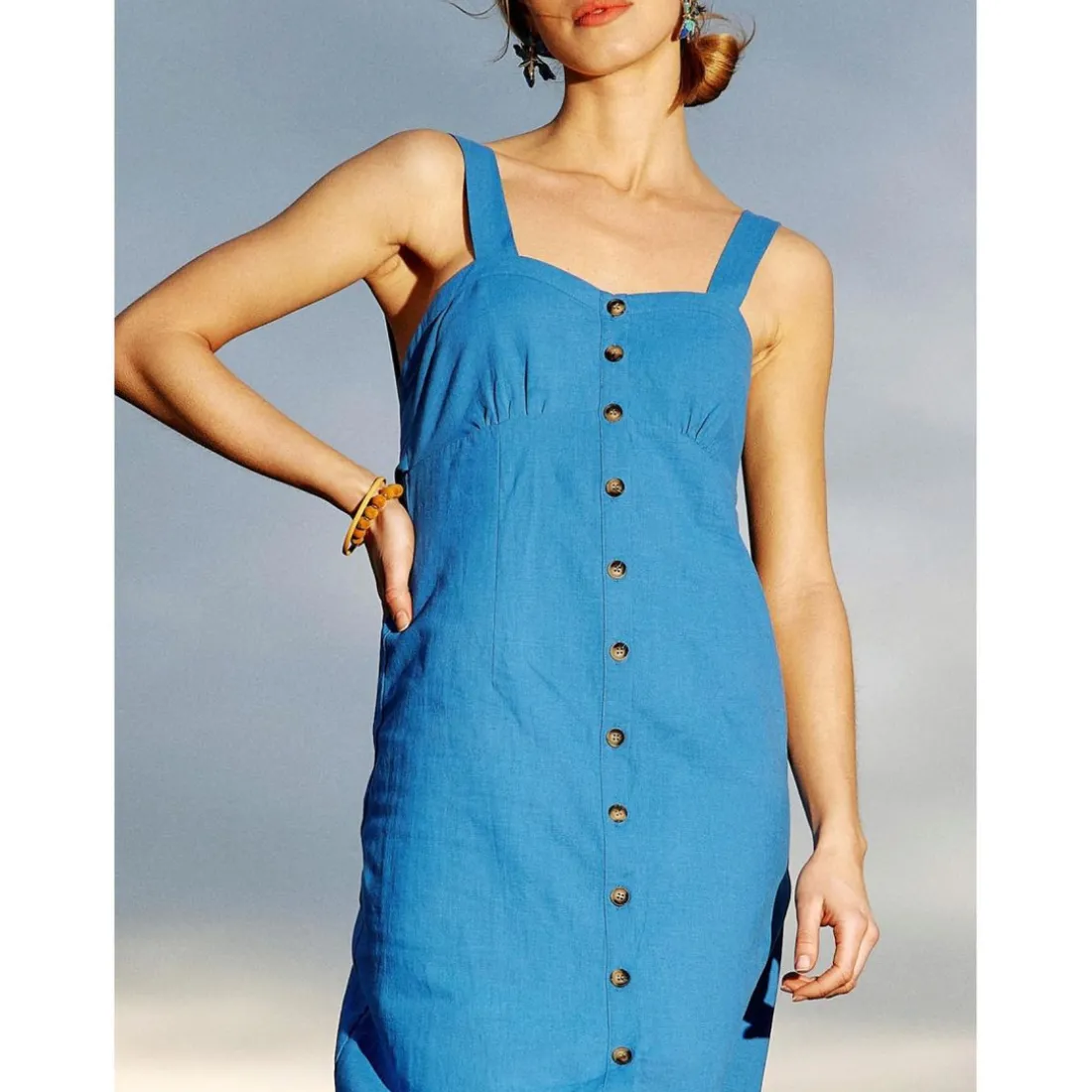Robe Midi SKYLAR bleu en coton