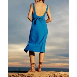 Robe Midi SKYLAR bleu en coton