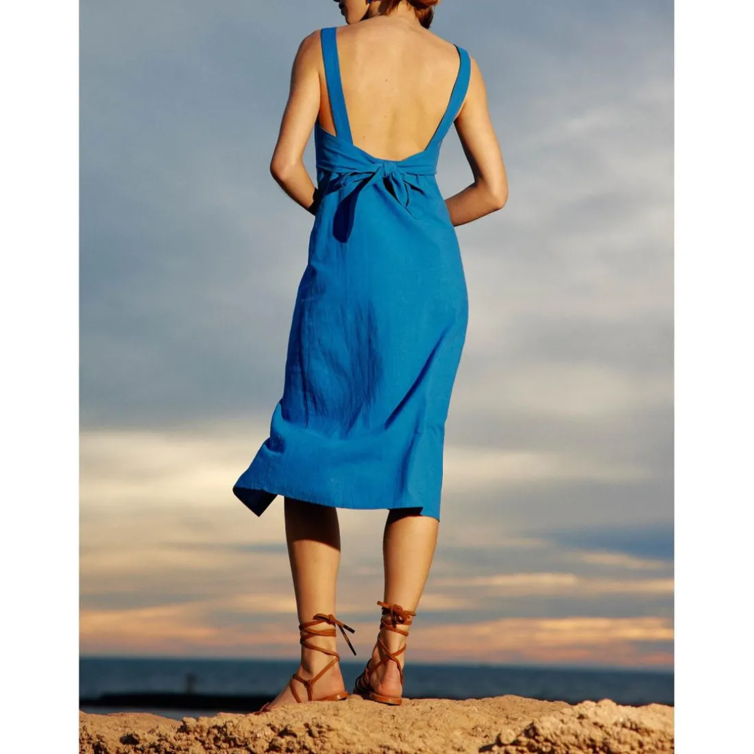 Robe Midi SKYLAR bleu en coton