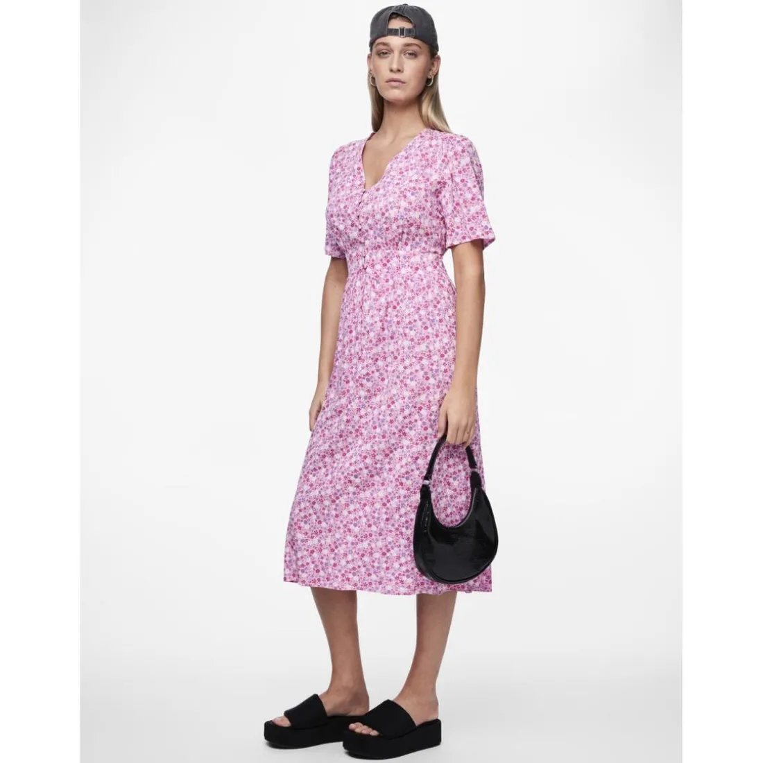Robe midi Tala rose en viscose Gaia