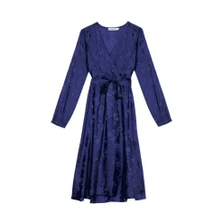 Robe mi-longue bleue DANA bleu marine en viscose