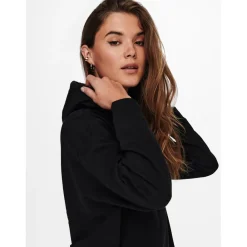 Robe molletonnée Sweat à capuche Manches longues noir