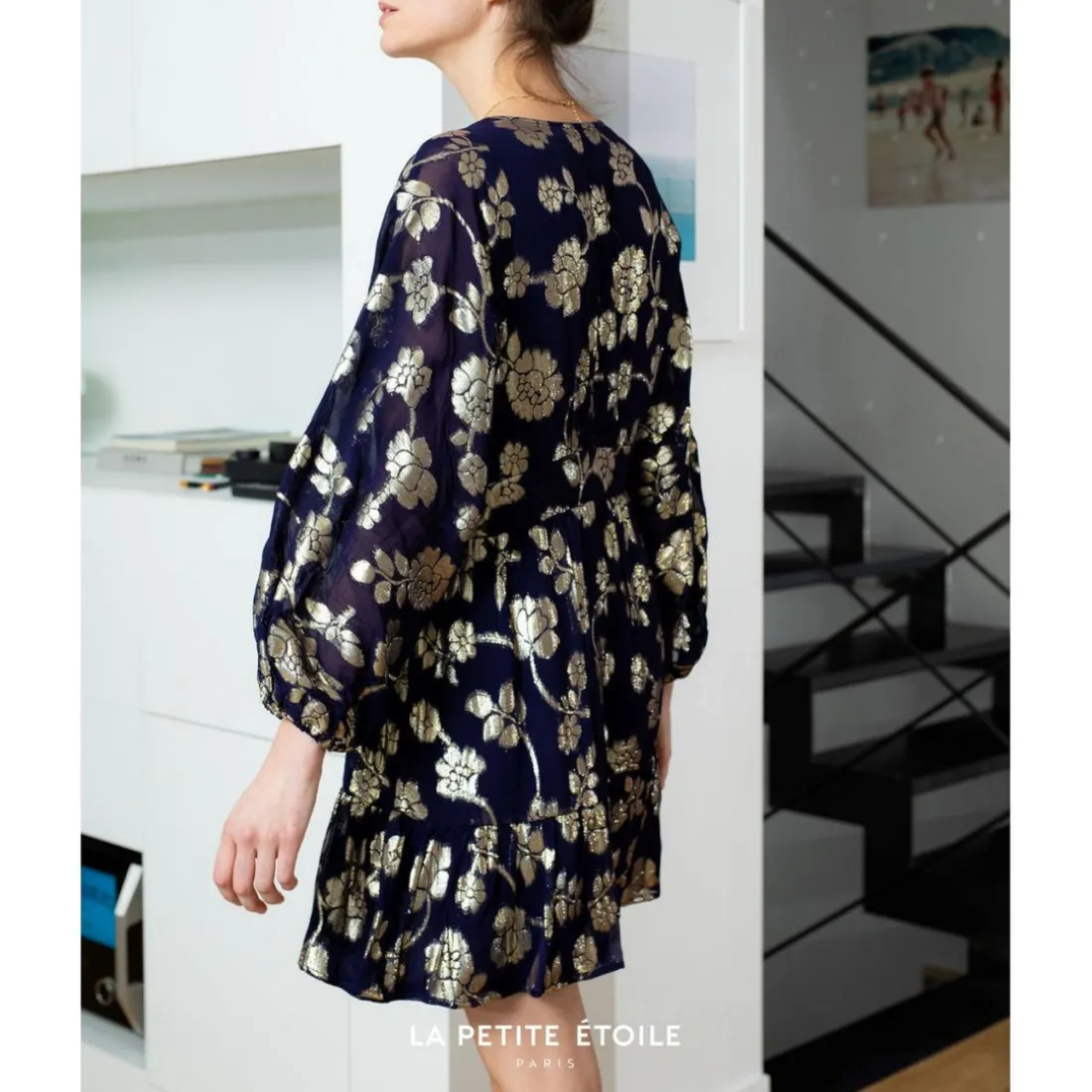 Robe NIDA bleu marine en viscose