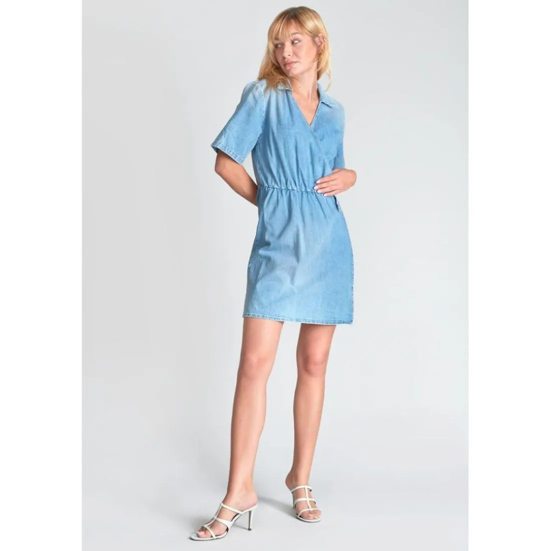 Robe portefeuille en jeans FLOE bleu Sloan