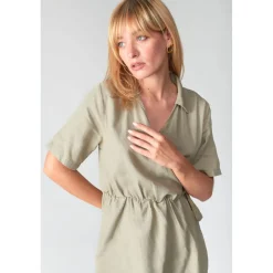 Robe portefeuille en jeans FLOE blanc Dina